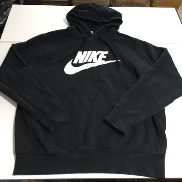 Nike Hoodie Sportswear Club Fleece Pullover Sweatshirt Mens Large Black - Picture 1 of 9